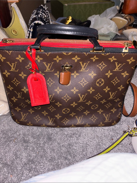 Louis Vuitton Handbags - Louis Vuitton Millefeuille Brown Monogram Satchel with Red Accent